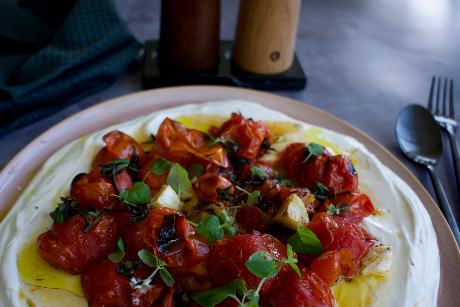 CHARRED CHERRY TOMATOES WITH YOGHURT